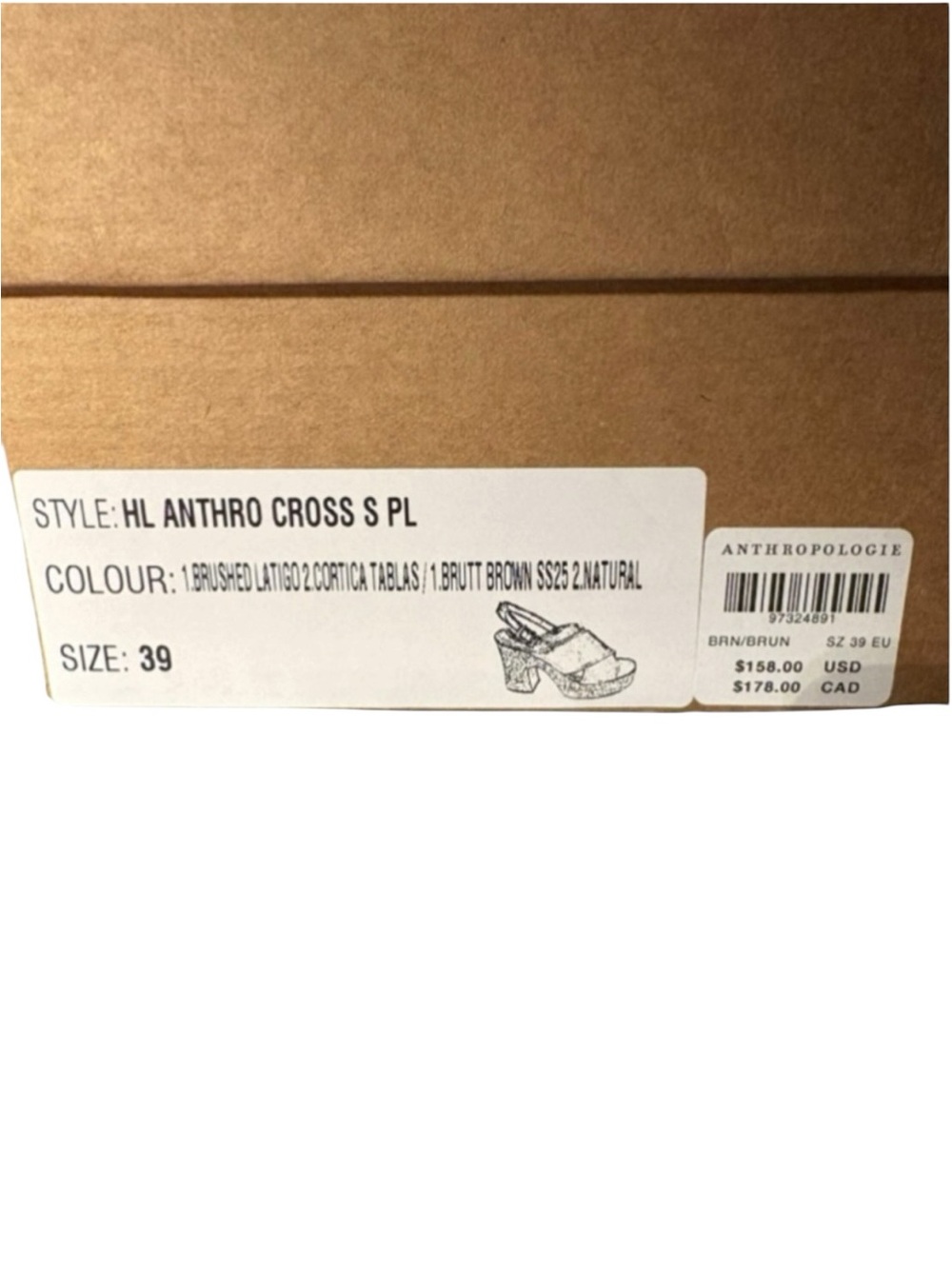 ANTHROPOLOGIE NWT Brown Cross Strap platform Sandals in Sz 8 - Picture 5 of 5
